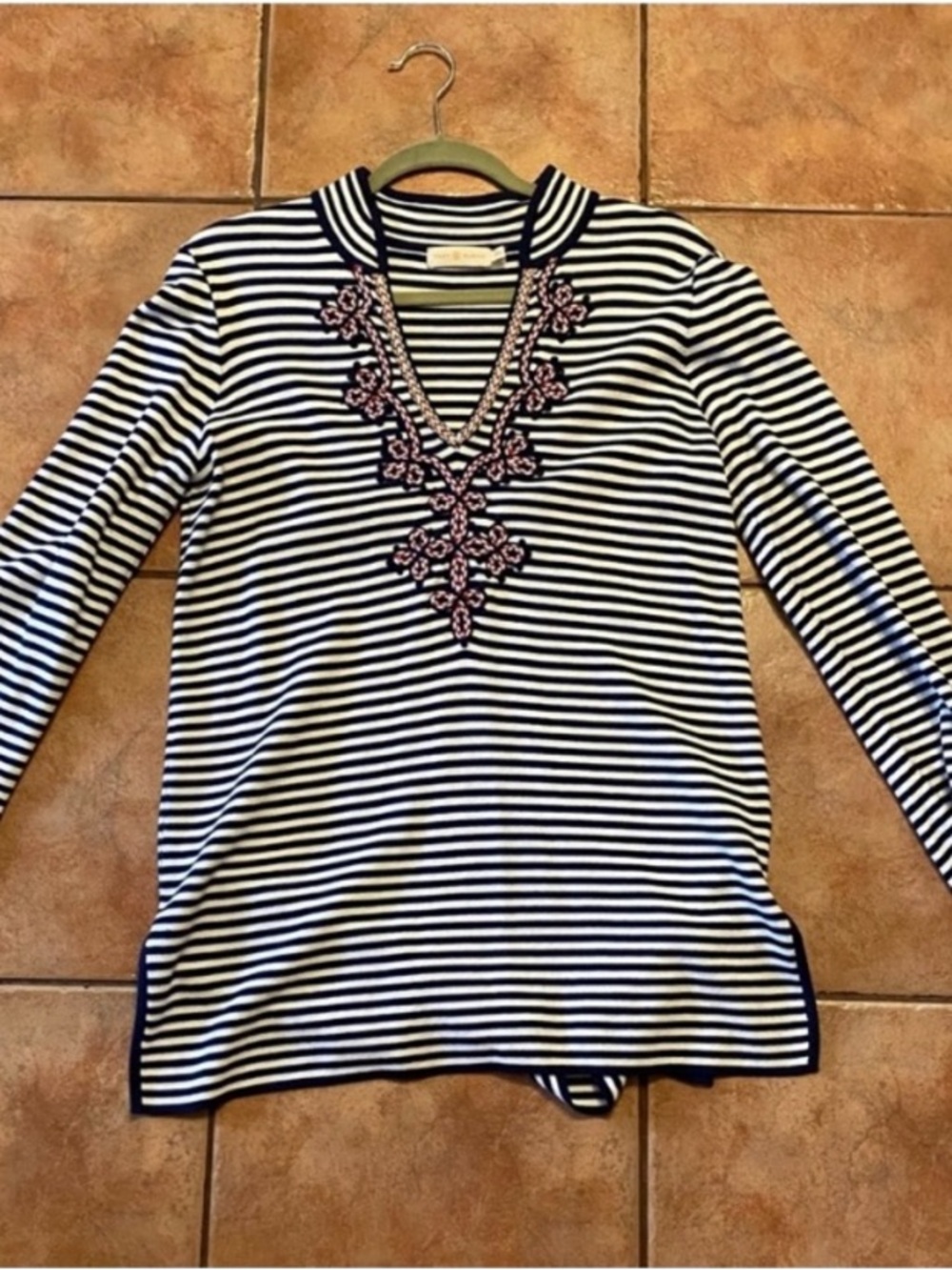 Tory Burch Nautical Striped Tunic Medium